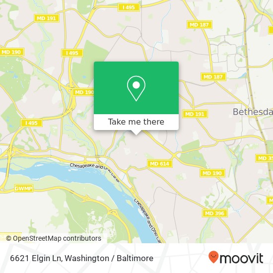 Mapa de 6621 Elgin Ln, Bethesda, MD 20817