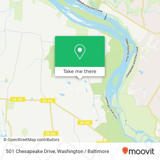 Mapa de 501 Chesapeake Drive, 501 Chesapeake Dr, Great Falls, VA 22066, USA