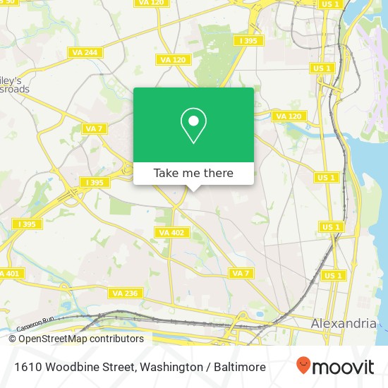 Mapa de 1610 Woodbine Street, 1610 Woodbine St, Alexandria, VA 22302, USA