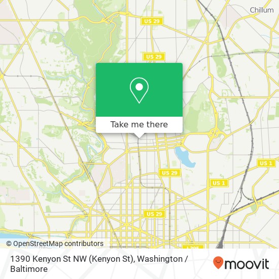 Mapa de 1390 Kenyon St NW (Kenyon St), Washington, DC 20010