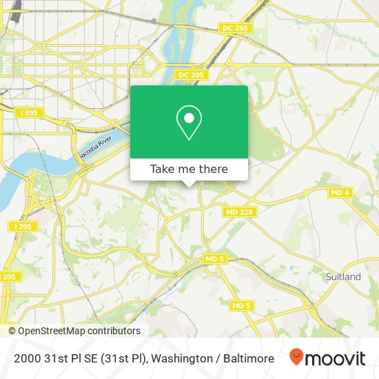 Mapa de 2000 31st Pl SE (31st Pl), Washington, DC 20020