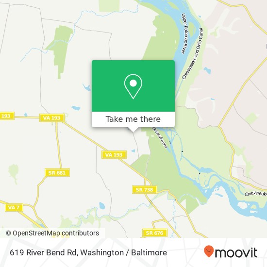 619 River Bend Rd, Great Falls, VA 22066 map