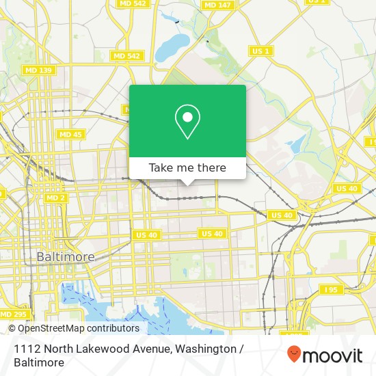 Mapa de 1112 North Lakewood Avenue, 1112 N Lakewood Ave, Baltimore, MD 21213, USA