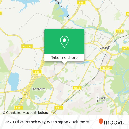 Mapa de 7520 Olive Branch Way, Laurel, MD 20707