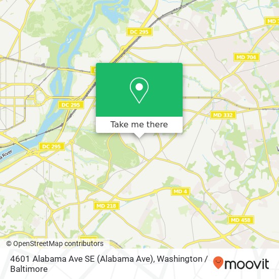 Mapa de 4601 Alabama Ave SE (Alabama Ave), Washington, DC 20019