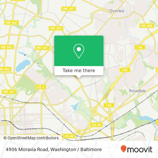Mapa de 4906 Moravia Road, 4906 Moravia Rd, Baltimore, MD 21206, USA
