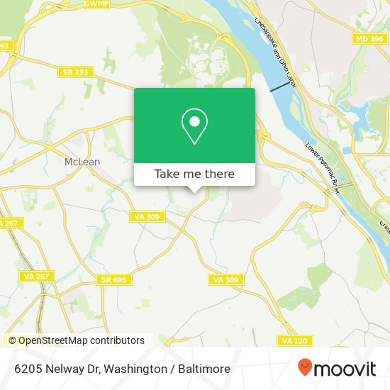 Mapa de 6205 Nelway Dr, McLean, VA 22101