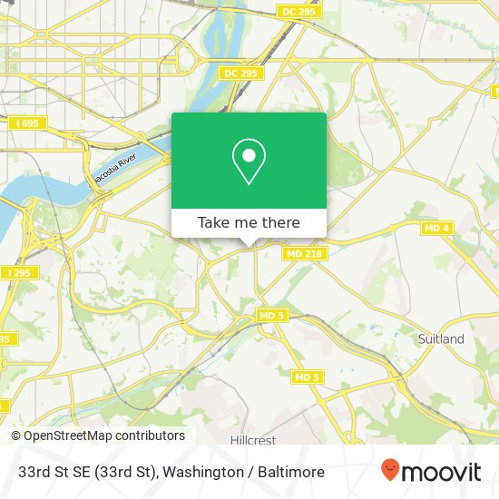 Mapa de 33rd St SE (33rd St), Washington, DC 20020