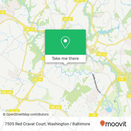 Mapa de 7505 Red Cravat Court, 7505 Red Cravat Ct, Columbia, MD 21046, USA