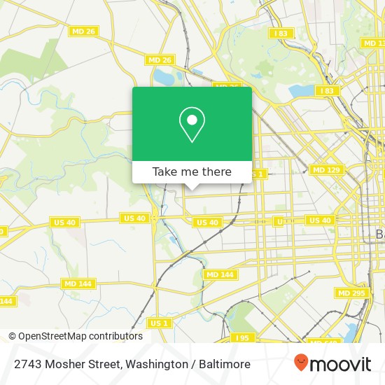 Mapa de 2743 Mosher Street, 2743 Mosher St, Baltimore, MD 21216, USA