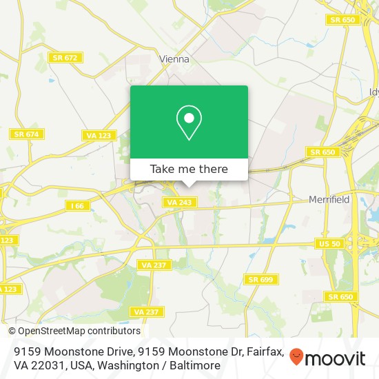 Mapa de 9159 Moonstone Drive, 9159 Moonstone Dr, Fairfax, VA 22031, USA