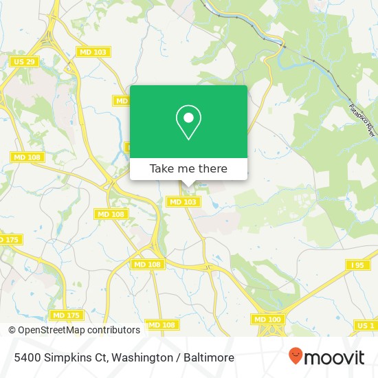 Mapa de 5400 Simpkins Ct, Ellicott City, MD 21043