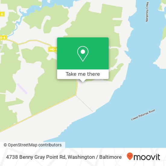 Mapa de 4738 Benny Gray Point Rd, Nanjemoy, MD 20662