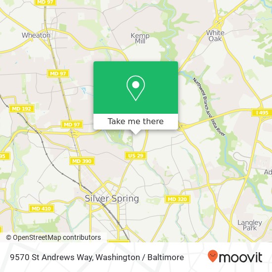Mapa de 9570 St Andrews Way, Silver Spring, MD 20901