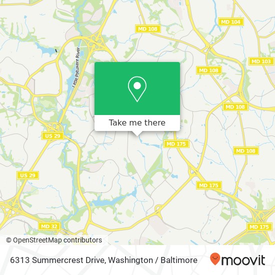 Mapa de 6313 Summercrest Drive, 6313 Summercrest Dr, Columbia, MD 21045, USA
