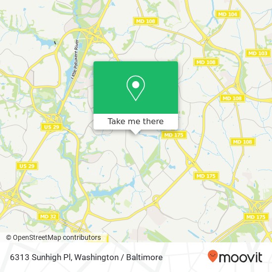 Mapa de 6313 Sunhigh Pl, Columbia, MD 21045