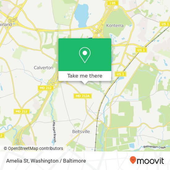 Mapa de Amelia St, Beltsville, MD 20705