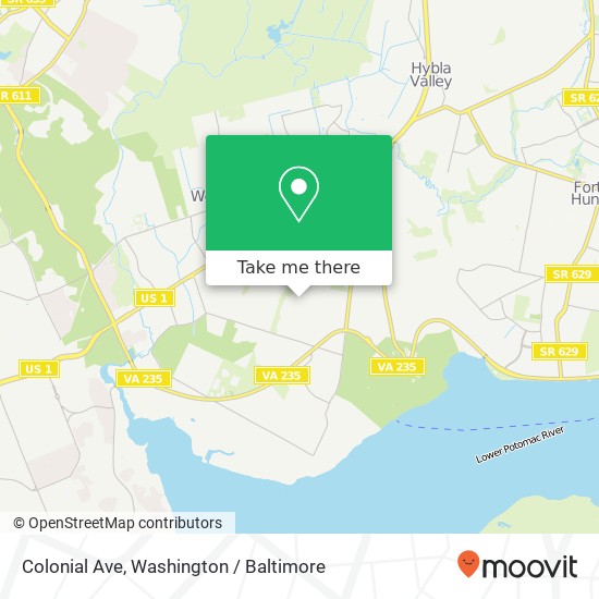 Mapa de Colonial Ave, Alexandria, VA 22309