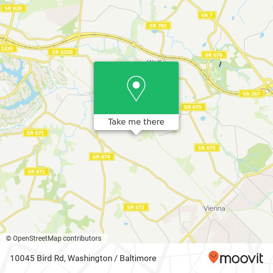 Mapa de 10045 Bird Rd, Vienna, VA 22181