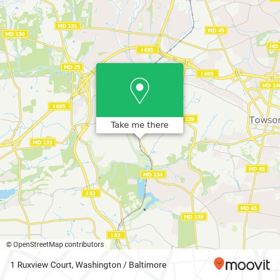 Mapa de 1 Ruxview Court, 1 Ruxview Ct, Towson, MD 21204, USA