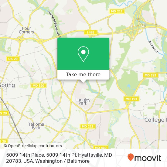 5009 14th Place, 5009 14th Pl, Hyattsville, MD 20783, USA map