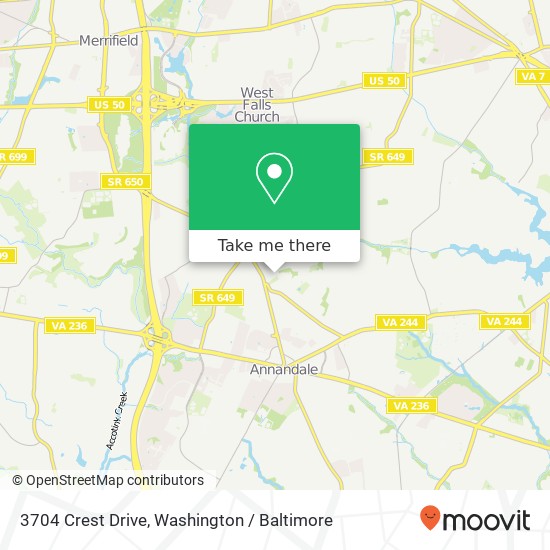 Mapa de 3704 Crest Drive, 3704 Crest Dr, Annandale, VA 22003, USA