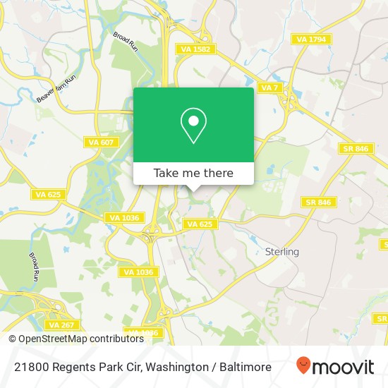 Mapa de 21800 Regents Park Cir, Sterling, VA 20166