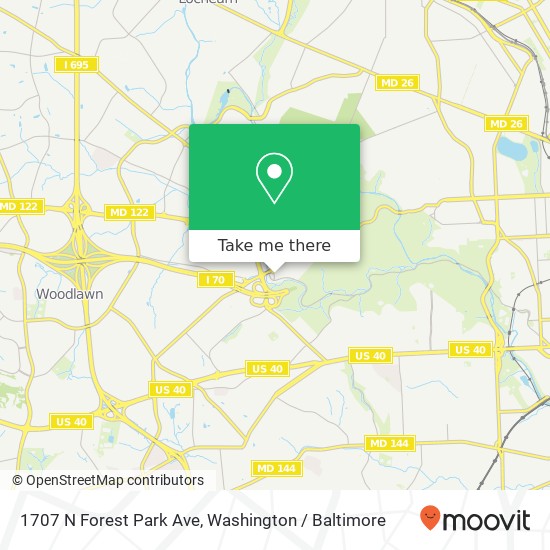 Mapa de 1707 N Forest Park Ave, Gwynn Oak, MD 21207
