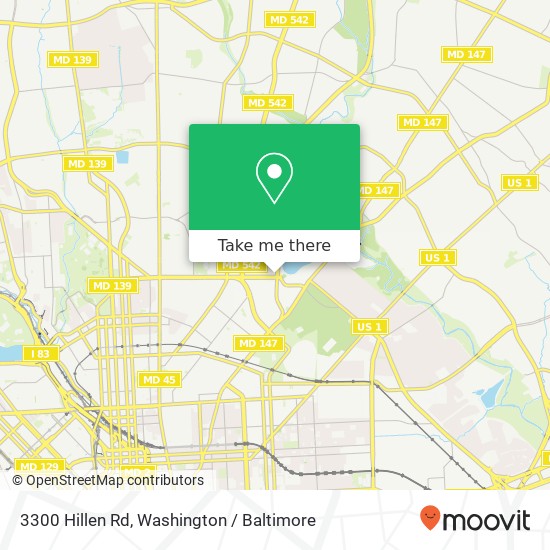 Mapa de 3300 Hillen Rd, Baltimore, MD 21218