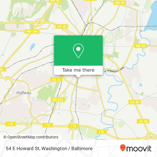 Mapa de 54 E Howard St, Hagerstown, MD 21740