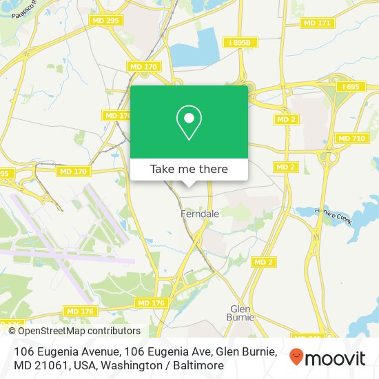 106 Eugenia Avenue, 106 Eugenia Ave, Glen Burnie, MD 21061, USA map