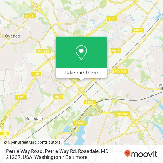 Mapa de Petrie Way Road, Petrie Way Rd, Rosedale, MD 21237, USA