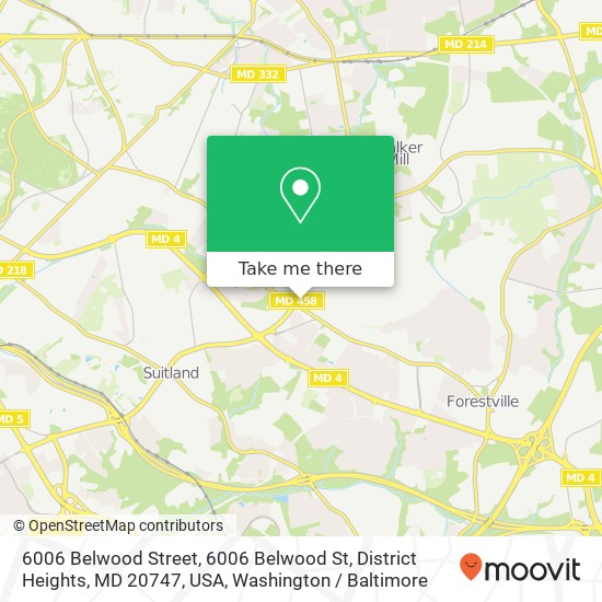Mapa de 6006 Belwood Street, 6006 Belwood St, District Heights, MD 20747, USA