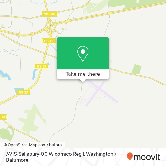 Mapa de AVIS-Salisbury-OC Wicomico Reg'l, 5485 Airport Terminal Rd