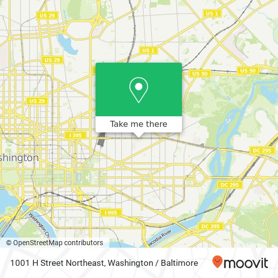 Mapa de 1001 H Street Northeast, 1001 H St NE, Washington, DC 20002, USA