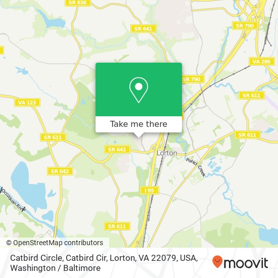 Mapa de Catbird Circle, Catbird Cir, Lorton, VA 22079, USA