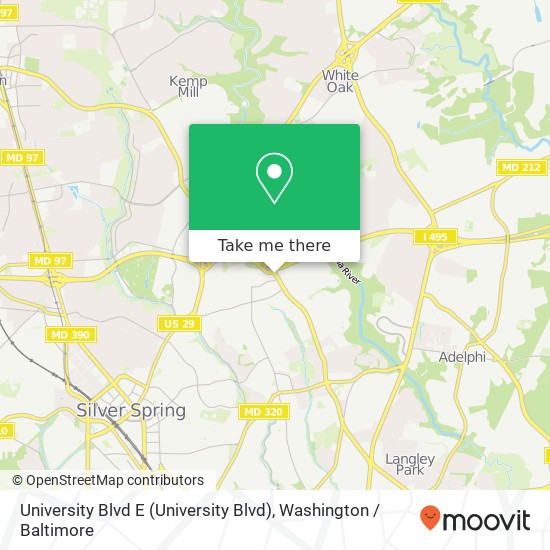 Mapa de University Blvd E (University Blvd), Silver Spring, MD 20901