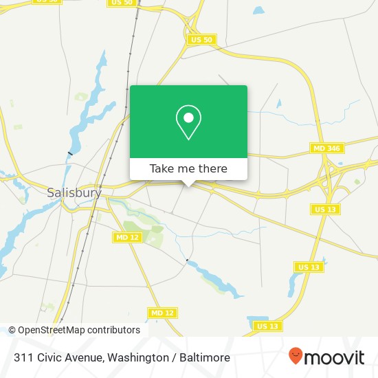 Mapa de 311 Civic Avenue, 311 Civic Ave, Salisbury, MD 21804, USA