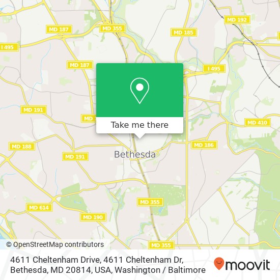 Mapa de 4611 Cheltenham Drive, 4611 Cheltenham Dr, Bethesda, MD 20814, USA