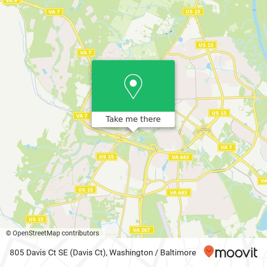 Mapa de 805 Davis Ct SE (Davis Ct), Leesburg, VA 20175