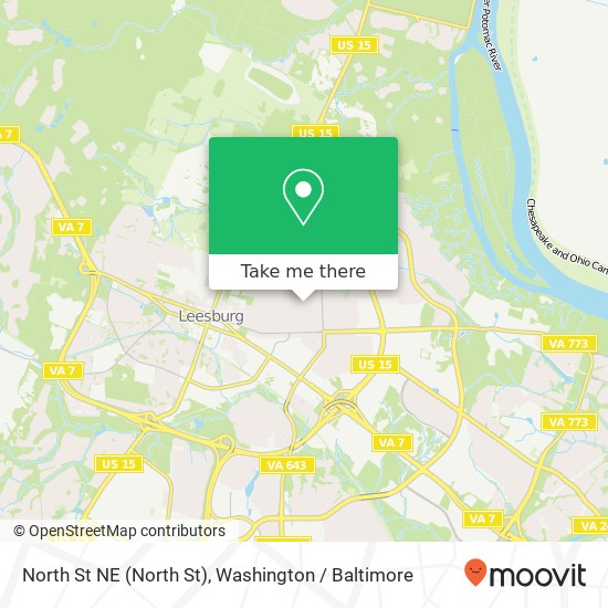 Mapa de North St NE (North St), Leesburg, VA 20176