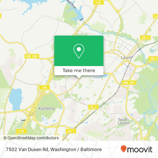 Mapa de 7502 Van Dusen Rd, Laurel, MD 20707