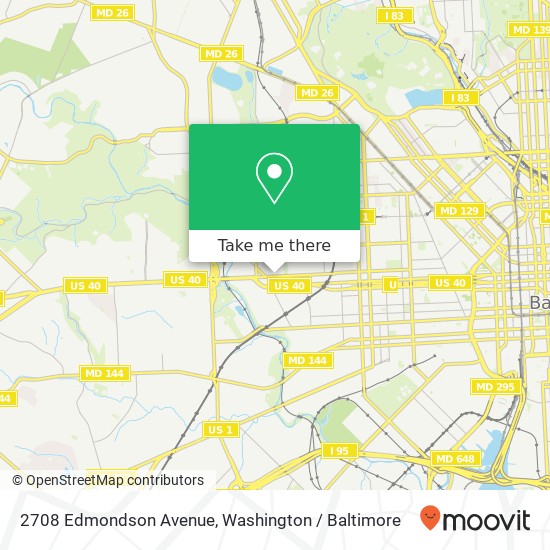 Mapa de 2708 Edmondson Avenue, 2708 Edmondson Ave, Baltimore, MD 21223, USA