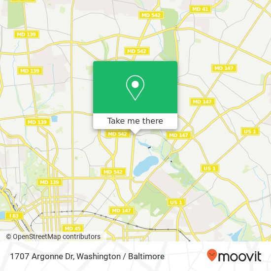 Mapa de 1707 Argonne Dr, Baltimore, MD 21251