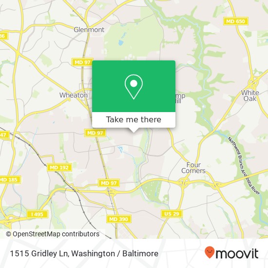 Mapa de 1515 Gridley Ln, Silver Spring, MD 20902