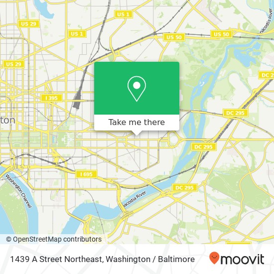 Mapa de 1439 A Street Northeast, 1439 A St NE, Washington, DC 20002, USA