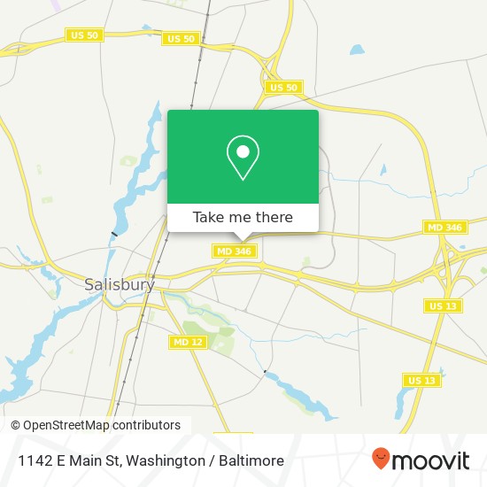 Mapa de 1142 E Main St, Salisbury, MD 21804