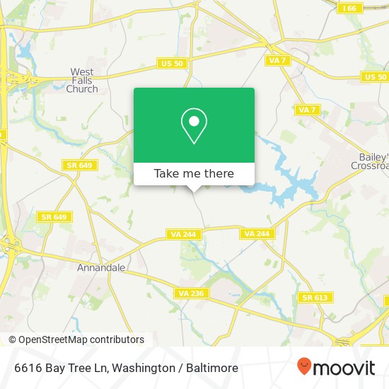 Mapa de 6616 Bay Tree Ln, Falls Church, VA 22041