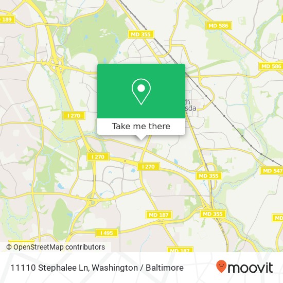 Mapa de 11110 Stephalee Ln, Rockville, MD 20852