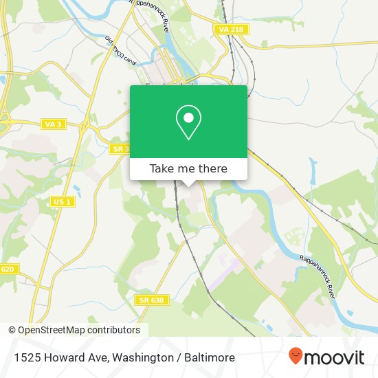 Mapa de 1525 Howard Ave, Fredericksburg, VA 22401